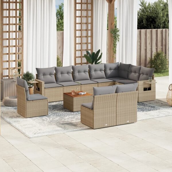 VidaXL Polyrattan Kerti Ülőgarnitúra - 11 részes - Bézs