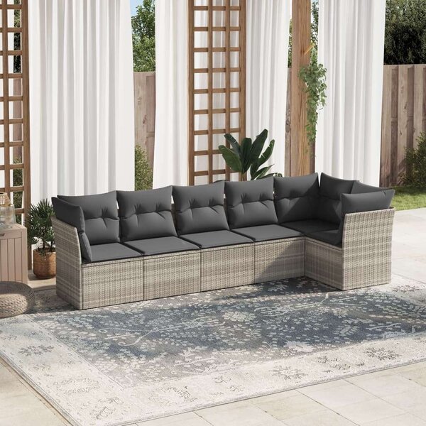 VidaXL Polyrattan Kerti Ülőgarnitúra - 6 részes - Világosszürke