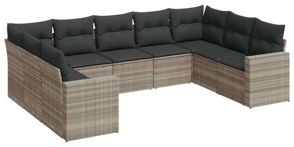 VidaXL Polyrattan Kerti Ülőgarnitúra - 9 részes - Világosszürke