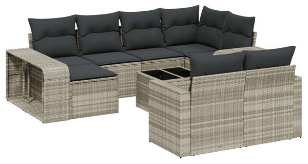 VidaXL Polyrattan Kerti Ülőgarnitúra - 11 részes, Világosszürke