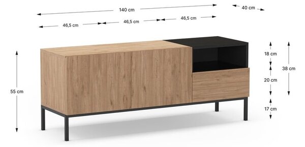 Krémszínű TV-állvány 140x55 cm Cailin – Marckeric