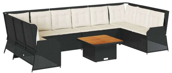 VidaXL Polyrattan Kerti Ülőgarnitúra - 7 részes - Fekete
