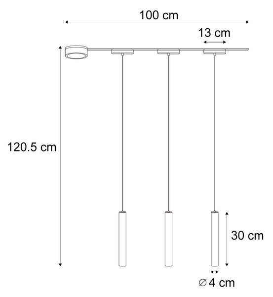 Modern sínrendszer 3 fekete függőlámpa foglalattal, 1 fázisú - Magnetic Cassie