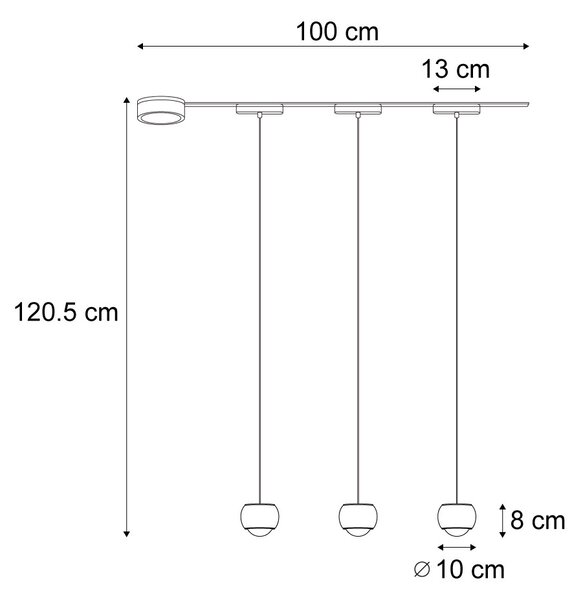 Modern sínrendszer 3 fekete függőlámpa - Magnetic Lance