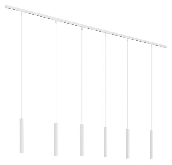 Modern sínrendszer 6 fehér függőlámpa foglalattal, 1 fázisú - Slimline Keno
