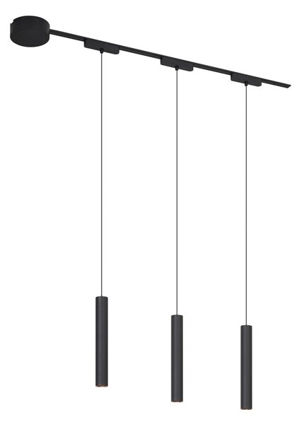 Modern sínrendszer 3 fekete függőlámpa foglalattal, 1 fázisú - Magnetic Cassie