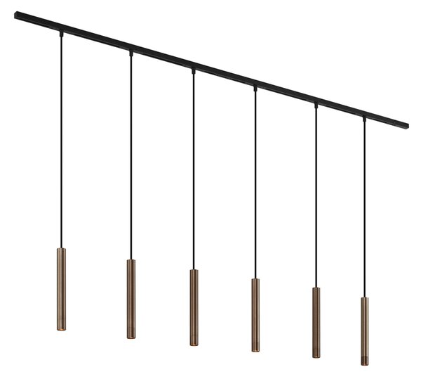 Modern sínrendszer 6 bronzból készült függőlámpa foglalattal, 1 fázisú - Slimline Keno