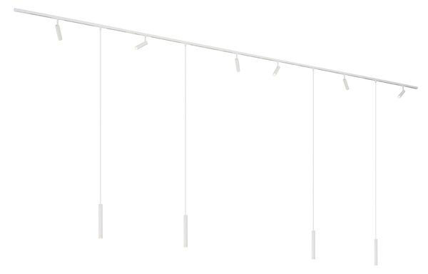 Modern sínrendszer 6 spotlámpával és 4 függőlámpa fehér 1 fázisú - Slimline Uzzy Keno