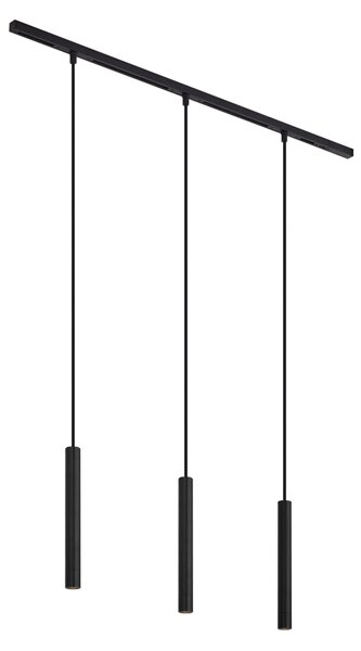 Modern sínrendszer 3 fekete függőlámpa foglalattal, 1 fázisú - Slimline Keno