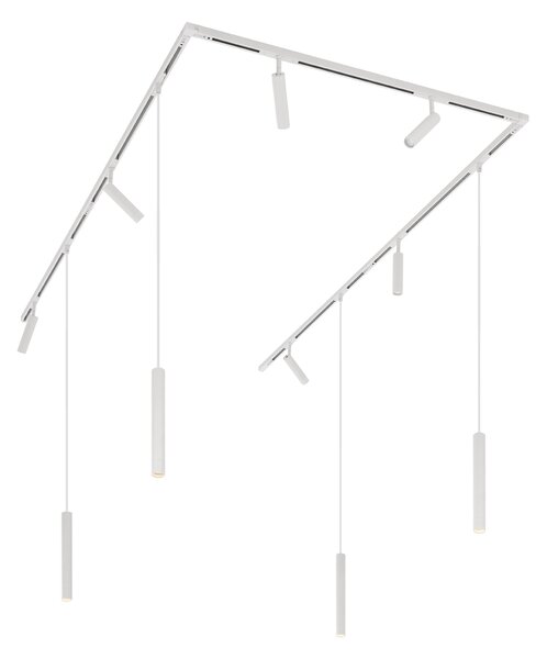Modern sínrendszer 6 spotlámpával és 4 függőlámpa fehér 1 fázisú - Slimline Uzzy Keno