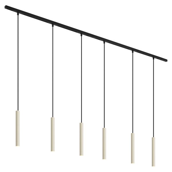 Modern sínrendszer 6 függőlámpa beépítéssel bézs és fekete színben 1 fázisú - Slimline Keno