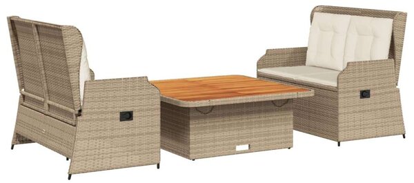 VidaXL Polyrattan Kerti Ülőgarnitúra - 3 részes - Bézs