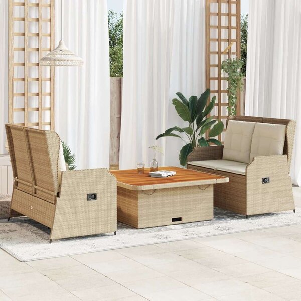 VidaXL Polyrattan Kerti Ülőgarnitúra - 3 részes - Bézs