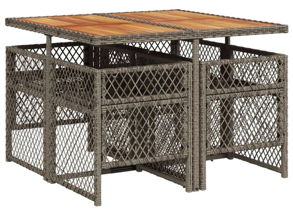 VidaXL 5 részes Kerti Étkezőgarnitúra - Szürke Polyrattan