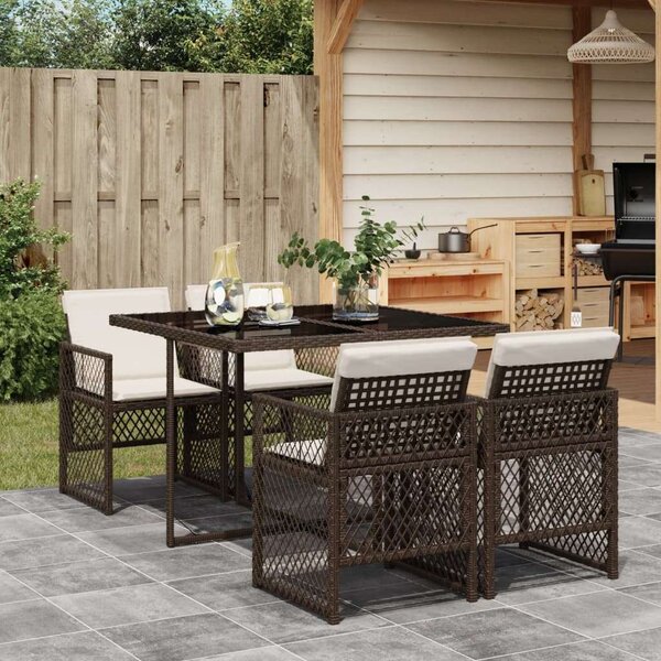 VidaXL Kerti Étkezőgarnitúra - 5 részes - Barna Polyrattan