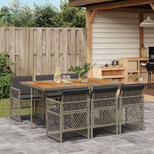 VidaXL Polyrattan Kerti Étkezőgarnitúra - 7 részes - Szürke