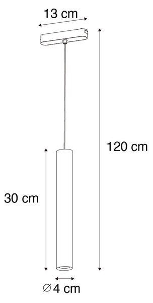Modern fekete függőlámpa 1-fázisú sínrendszerhez 4,5W 3000K - Magnetic Cassie