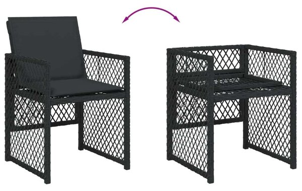 VidaXL Polyrattan Kerti Étkezőgarnitúra - 5 részes - Fekete