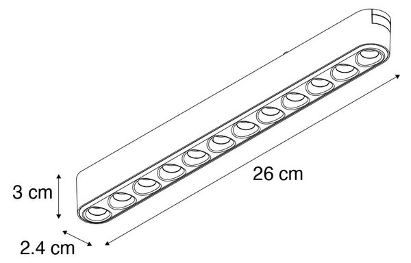 Modern fekete mennyezeti lámpa sínrendszerhez, 1 fázisú, 12W, 3000K - Magnetic Puntua