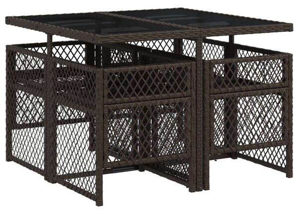 VidaXL Kerti Étkezőgarnitúra - 5 részes - Barna Polyrattan