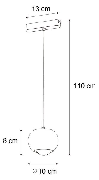 Modern fekete függesztett lámpa 1-fázisú sínrendszerhez LED-del - Magnetic Lance