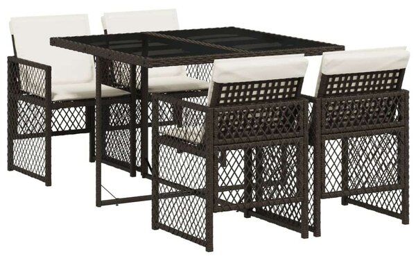 VidaXL Kerti Étkezőgarnitúra - 5 részes - Barna Polyrattan