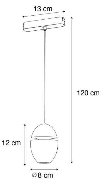 Modern fekete függőlámpa 1 fázisú sínrendszerhez LED-del - Magnetic Eggy