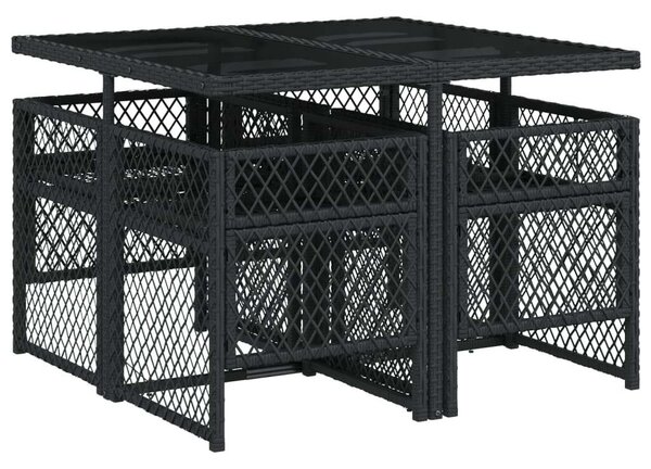 VidaXL Polyrattan Kerti Étkezőgarnitúra - 5 részes - Fekete