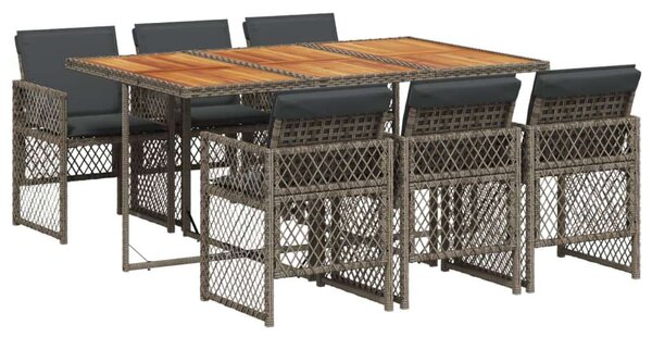 VidaXL Polyrattan Kerti Étkezőgarnitúra - 7 részes - Szürke