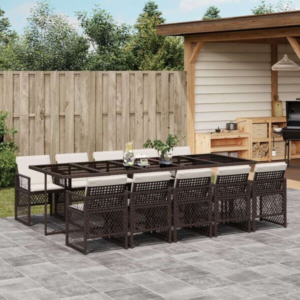 VidaXL 11 részes barna polyrattan kerti ülőgarnitúra párnákkal