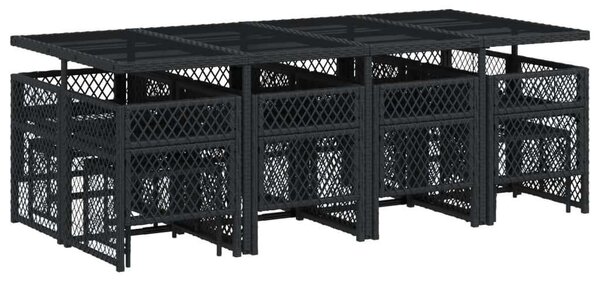 VidaXL 13 részes fekete polyrattan kerti ülőgarnitúra párnákkal