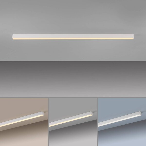 PURE LED mennyezeti lámpa Lines, fehér, 110 cm, CCT, távirányító, dimmelhető, Fehér / opál, Nappali / Étkező, Alumínium, Modern