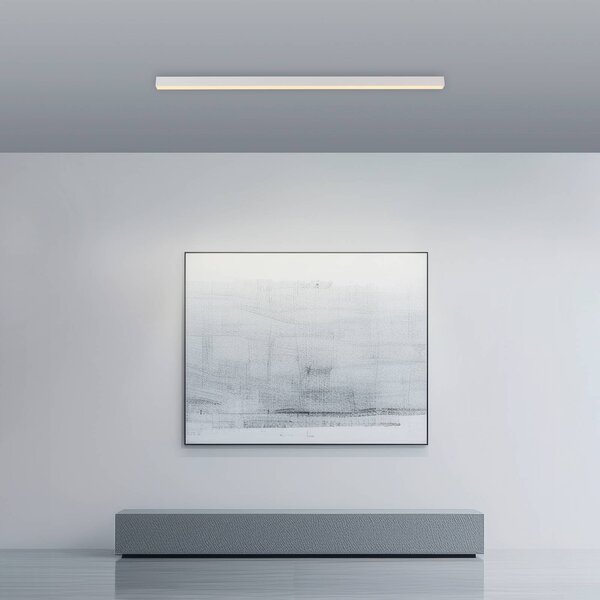 PURE LED mennyezeti lámpa Lines, fehér, 110 cm, CCT, távirányító, dimmelhető, Fehér / opál, Nappali / Étkező, Alumínium, Modern
