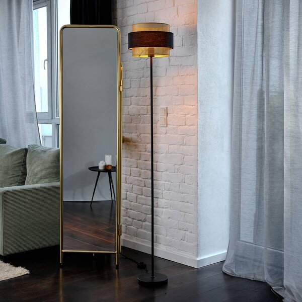 OSRAM Decor Hornet álló lámpa, fekete/arany, E27, magasság 175 cm, Fekete, Nappali / Étkező, Textil / szövet / selyem, Modern