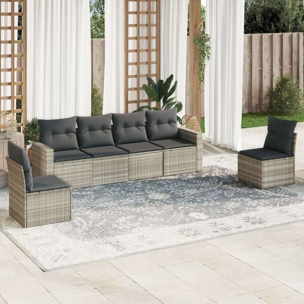 VidaXL Polyrattan Kerti Ülőgarnitúra - 6 részes, Világosszürke
