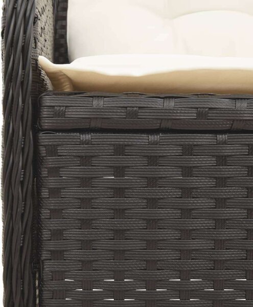 VidaXL 3 részes fekete polyrattan kerti ülőgarnitúra párnákkal