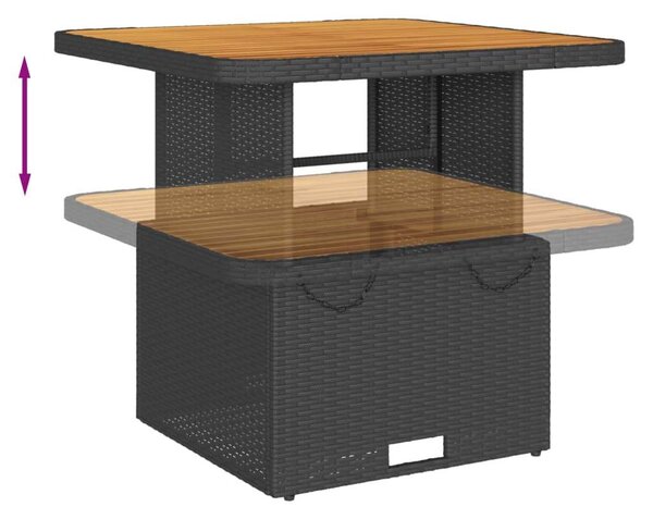 VidaXL 3 részes fekete polyrattan kerti ülőgarnitúra párnákkal