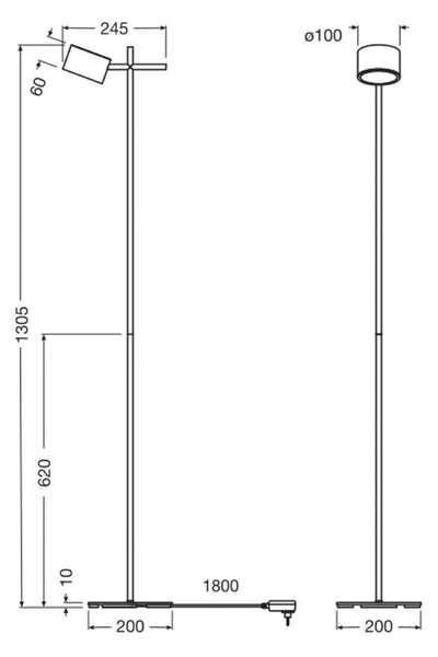 OSRAM Decor Kyoto LED álló világítás, alumínium, fekete, dimmelhető, dimmelhető, Fekete, Nappali / Étkező, Alumínium, Modern