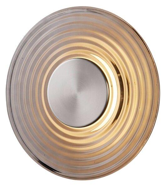 Searchlight Cleo LED fali lámpa, szürke/nikkel színű, Ø 30 cm, üveg, dimmelhető, Alu / szürke / cink, Nappali / Étkező, Üveg, Modern