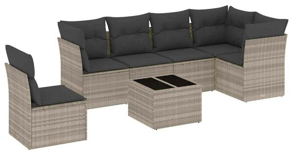 VidaXL Polyrattan Kerti Ülőgarnitúra - 7 részes - Világosszürke