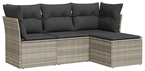 VidaXL 4 részes világosszürke polyrattan kerti ülőgarnitúra párnákkal
