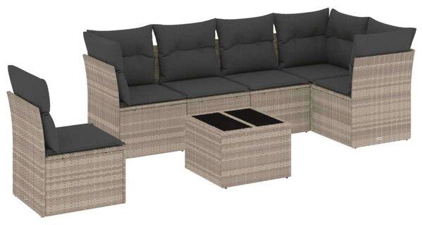 VidaXL Polyrattan Kerti Ülőgarnitúra - 7 részes - Világosszürke