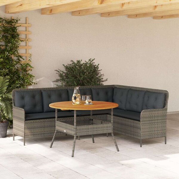 VidaXL Polyrattan Kerti Kanapé Szett - L-alakú - Szürke