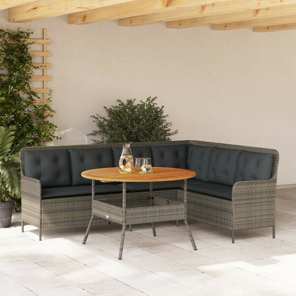 VidaXL Polyrattan Kerti Kanapé Szett - L-alakú - Szürke