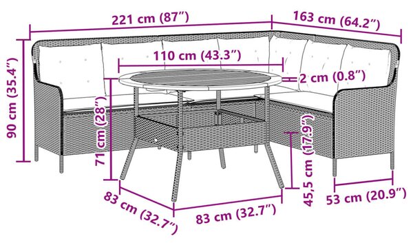 VidaXL Polyrattan Kerti Kanapé Szett - L-alakú - Szürke