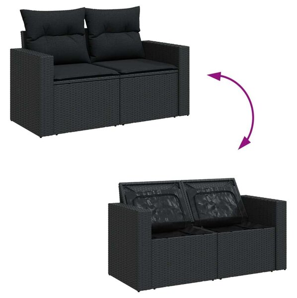 VidaXL 9 részes Kerti Ülőgarnitúra - Fekete Polyrattan