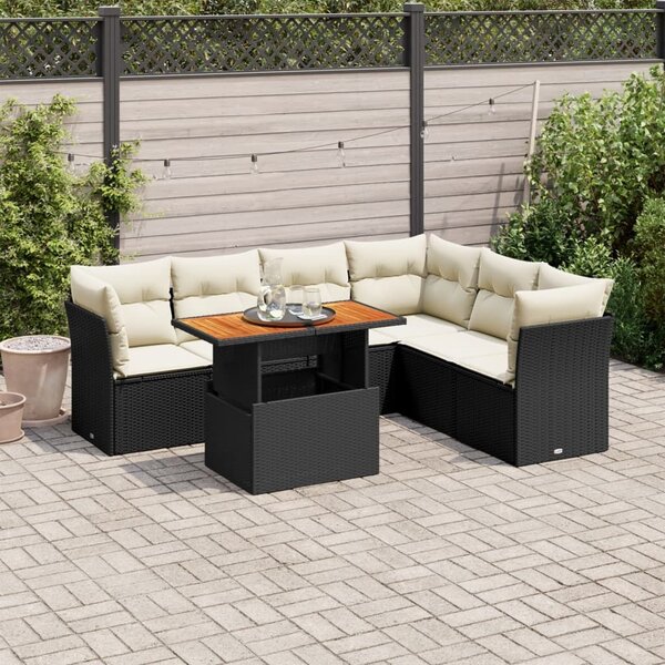 VidaXL Polyrattan Kerti Ülőgarnitúra - 7 részes - Fekete