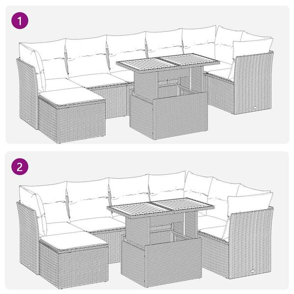 VidaXL Polyrattan Kerti Ülőgarnitúra - 8 részes - Fekete