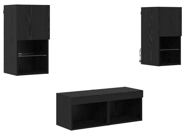 VidaXL TV Fali Szekrények 4 pcs Fekete tölgy 30,5 x 30 x 60 cm Faanyag