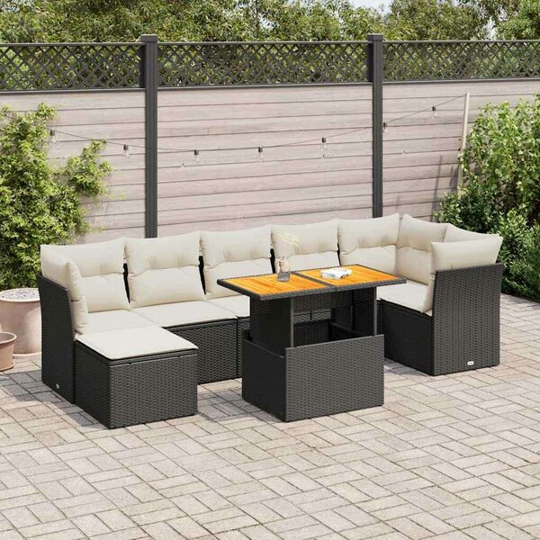VidaXL Polyrattan Kerti Ülőgarnitúra - 8 részes - Fekete